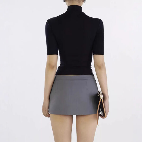 Retro Tencel Lycra Skin-friendly Turtleneck Shoulder Half Sleeve - Image 5