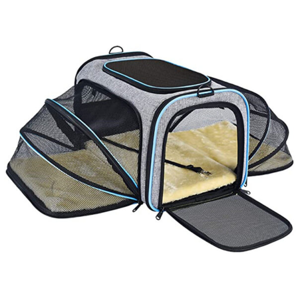 Carrier For Cat Pet Airline Approved Expandable Foldable Soft Dog Carrier Opened Doors Reflective Tapes Cat Travel Bag - Image 7