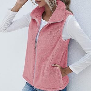 Plush Stand Collar Sleeveless Zipper Lightweight Vest