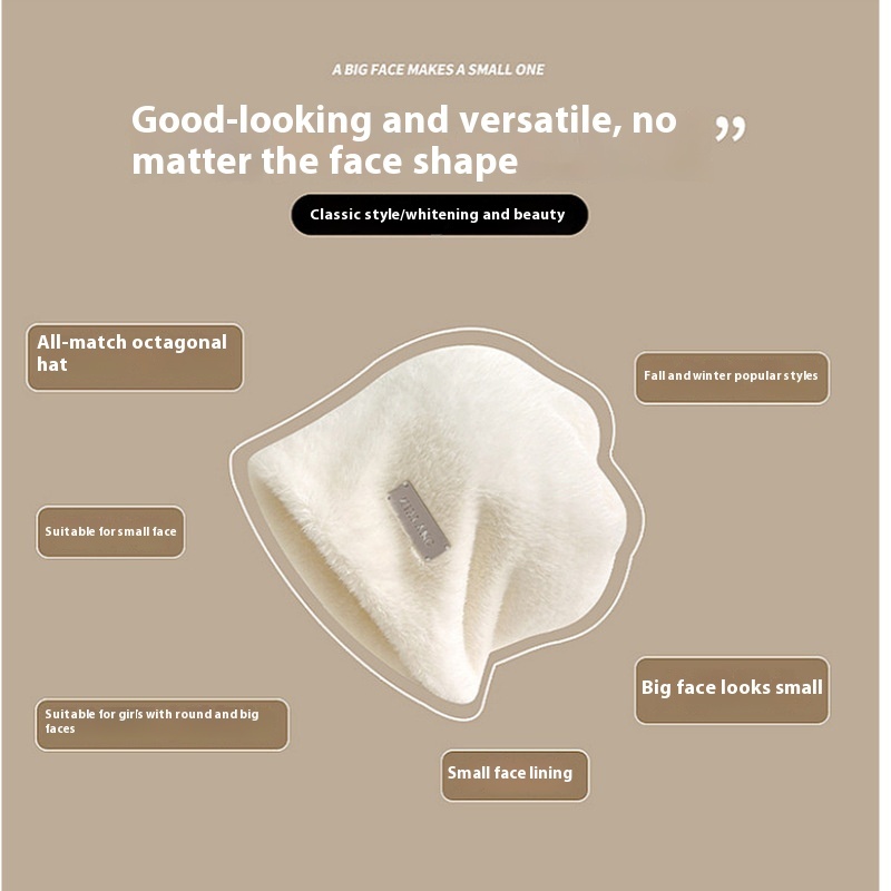 Simple Mink Fur Pile Heap Cap Big Head Circumference Makes Face Look Smaller - Image 6