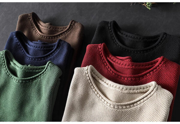 Retro Casual Round Neck Pullover Knitted Cotton Vest - Image 9