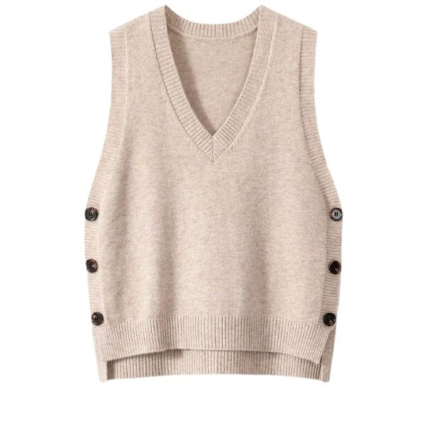 European And American Retro V-neck Knitted Vest Women's Spring Autumn Outerwear - Image 4