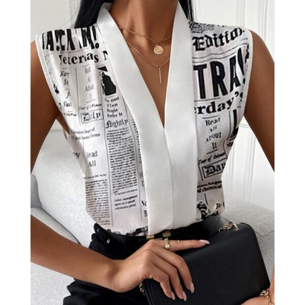 Printed Sleeveless Shirt Top For Women - Image 3