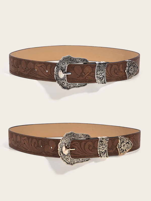 Brown Texture Niche Pin Buckle Belt - Image 2