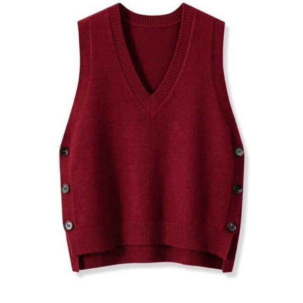 European And American Retro V-neck Knitted Vest Women's Spring Autumn Outerwear - Image 2