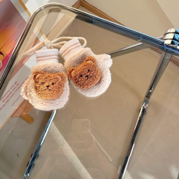 Cartoon Children's Fleece-lined Warm Gloves With Neck - Image 2