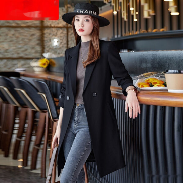 Korean Style Professional Mid-length Suit Collar Trench Coat - Image 6