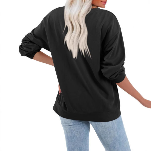Fleece-lined Thick Round Neck Loose-fitting Solid Color Long Sleeves Sweater - Image 7