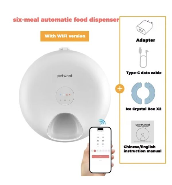 Donut Frost WiFi 6 Meal Automatic Cat Food Dispenser With App Control, Dry & Wet Food Automatic Cat Feeder, Smart Dog Feeder With Two Ice Packs, Programmable Timer, Holds 6 X Of Food - Image 9
