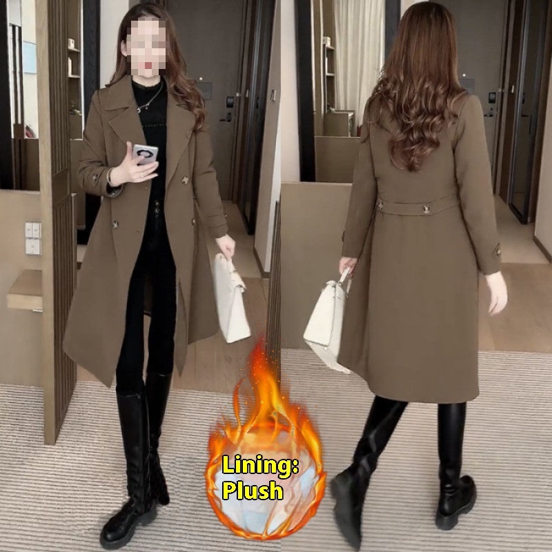High-grade Fleece Thick Trench Coat Coat Western Style Slimming - Image 7