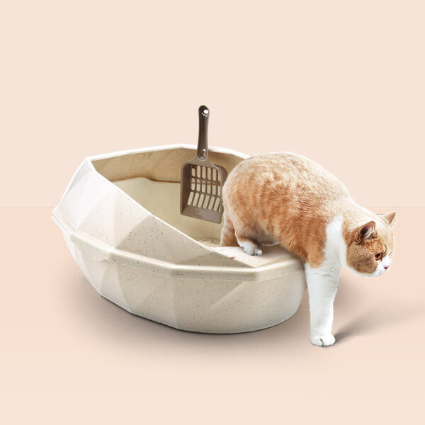 Plastic Anti-sputtering Diamond-shaped Semi-enclosed Cat Litter Box - Image 6