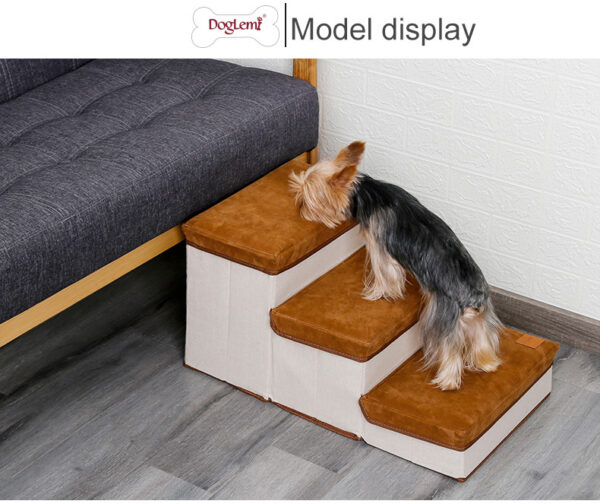 Small Dog Stairs - Pet Stairs For Couch And High Beds, Folding Steps, Pet Toy Storage, Cat Stairs For Bed-Allows Your Pets Easy Instant Access To Your Sofa Or Bedside - Image 5