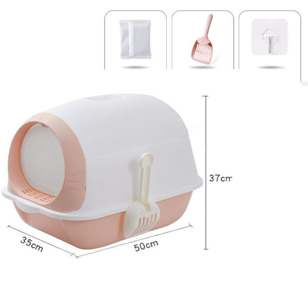 Elevated Semi-closed Litter Suction Deodorant Cat Toilet With Flip Cover - Image 3