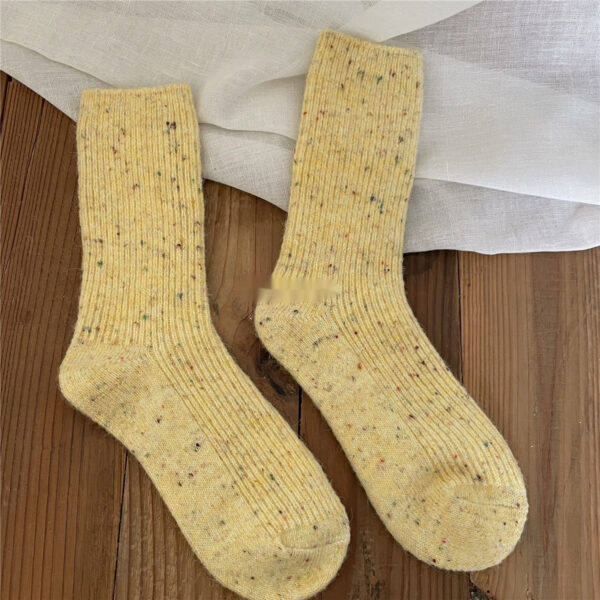 Female Solidcolor Mid-calf Length Cashmere Socks - Image 6