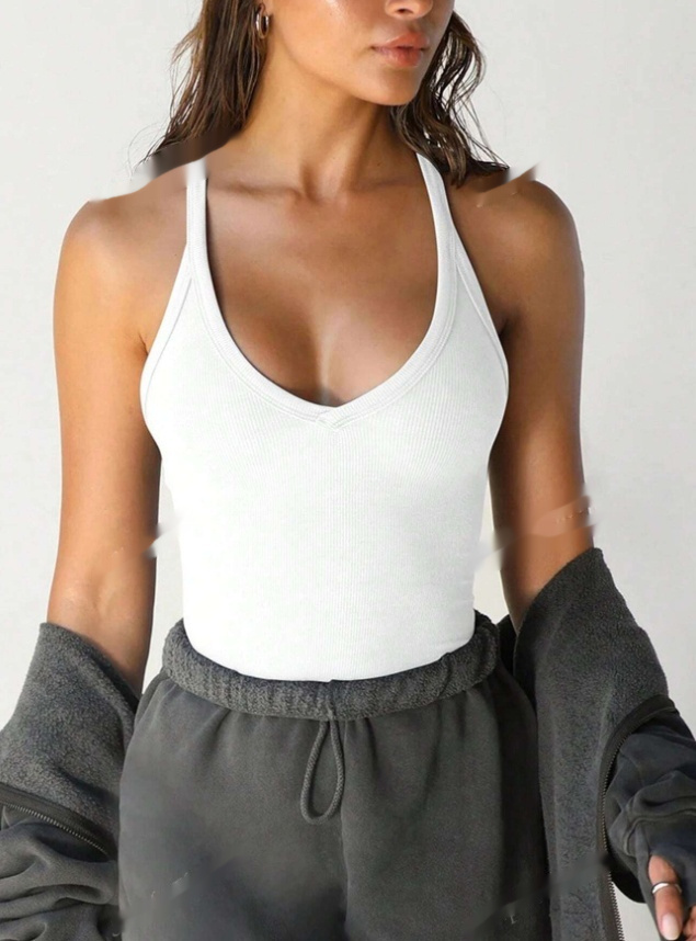 Slim-Fit Solid Color Sleeveless Crew Neck Casual Sports Tank Top - Image 2