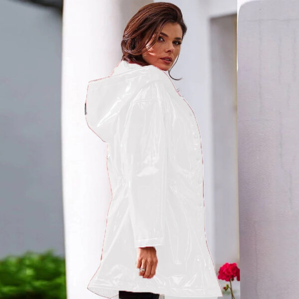 Mid-length To Long Bright Leather Trench Coat - Image 5