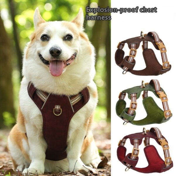 Explosion-proof Reflective Retro Leather Pet Harness - Image 5