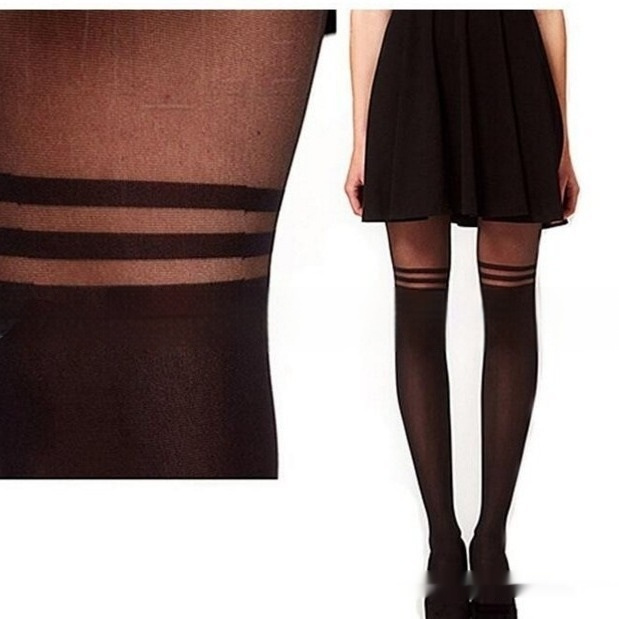 Women's Stripes Patchwork Base Silk Socks - Image 2