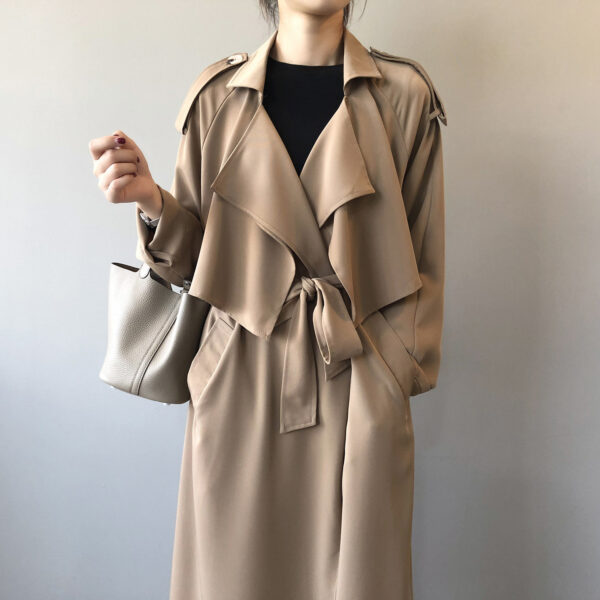Elegant Long Trench Coat Women's Retro British Style - Image 6