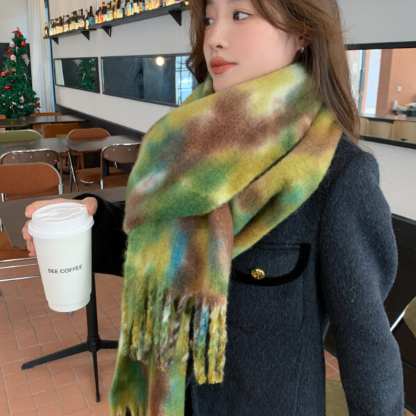 Warm Leisure Contrast Color Maillard Scarf - Image 5