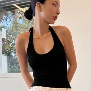 DAZY Solid Backless Halter Top