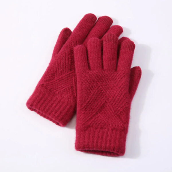 Autumn And Winter Double Layer Fleece-lined Thickened Knitting Gloves - Image 2