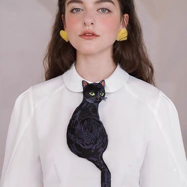Tie Women's Black Cat Retro Minority Bow Tie - Image 2