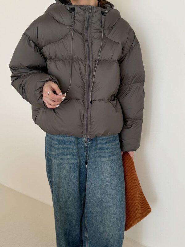White Duck Down Puff Fluffy Hooded Down Jacket - Image 3