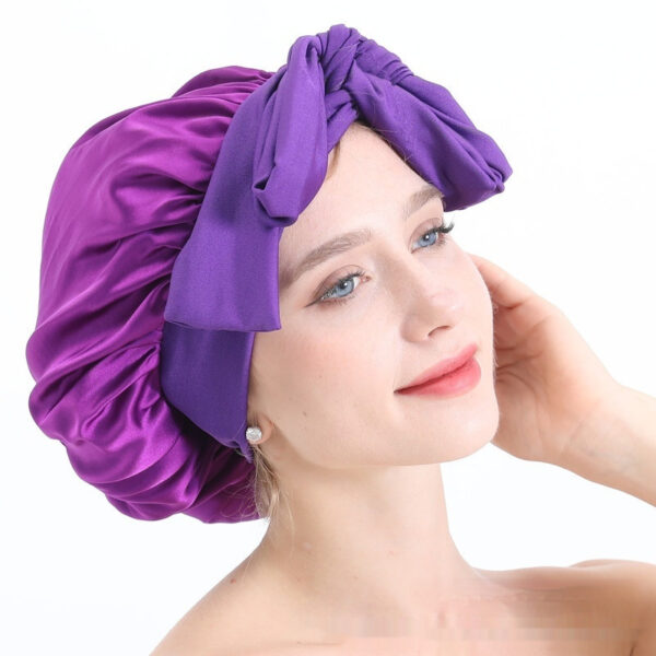 Extra Large Stretch European And American Solid Color Ladies Shower Cap - Image 4