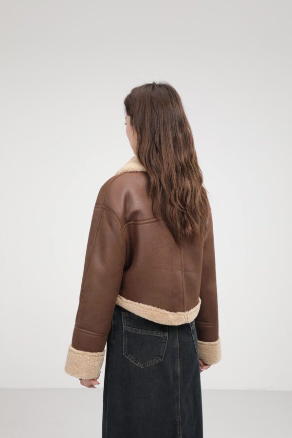 Stand Collar Fur Integrated Lamb Fur Short Coat - Image 9