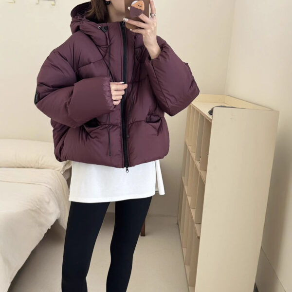 White Duck Down Puff Fluffy Hooded Down Jacket - Image 8