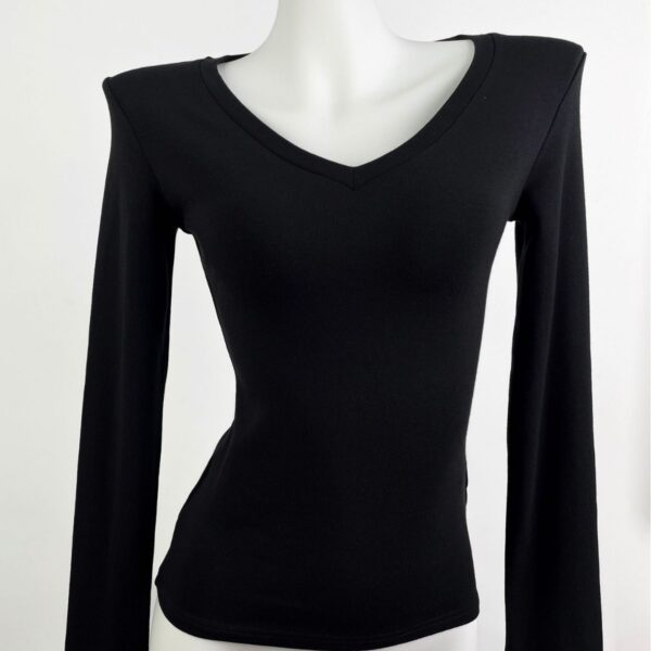 American Hot Girl Delicate V-neck Shoulder Long Sleeve T-shirt - Image 4