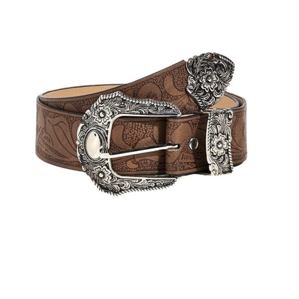 Brown Texture Niche Pin Buckle Belt - Image 4