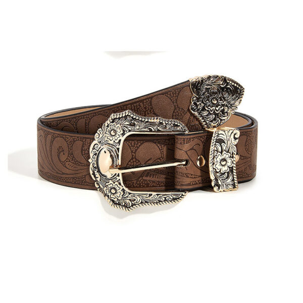 Brown Texture Niche Pin Buckle Belt - Image 3