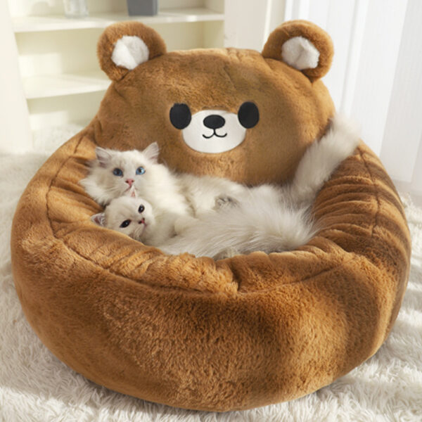 Cute Cat Bed For Indoor Cute Cat Dog Bed Tent With Removable Washable Cushioned Cat Cave Dog Bed Calming Fluffy Plush Dog Bed Puppy Bed Hug Sleep Cuddle Pet Bed - Image 5
