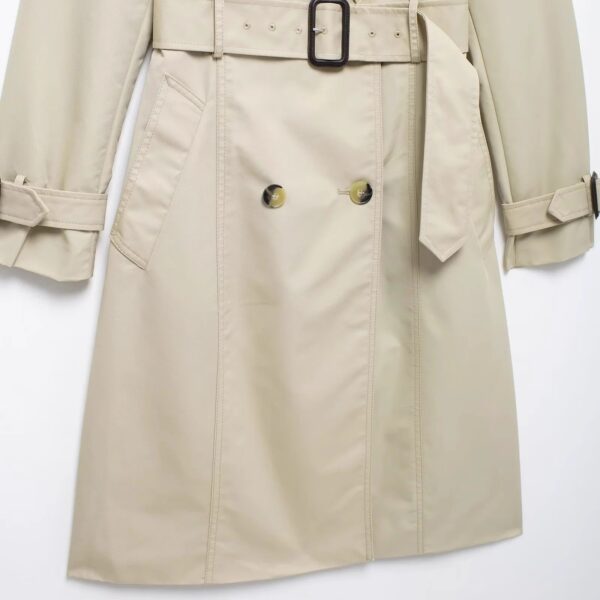Retro Double-breasted Slim-fit Long-sleeved Lapel Versatile Trench Coat - Image 5