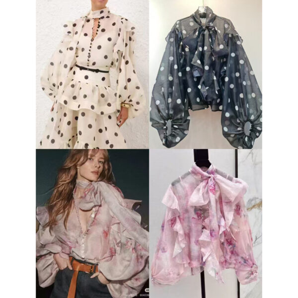 Unique Ruffled Temperament Polka Dot Shirt Women - Image 5