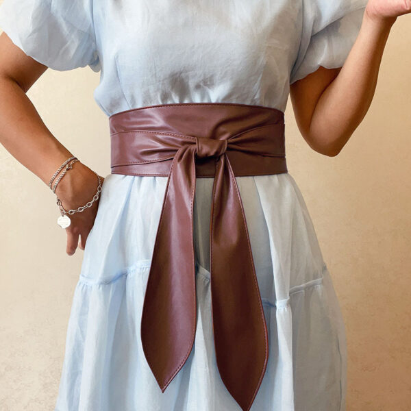 PU Wide Belt Coat Decoration Bandage Waist Seal With Dress - Image 2