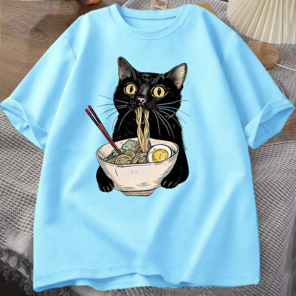 Noodle Ramen Cat T-Shirt Foodie Lover T Shirts - Image 5