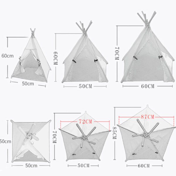 Pet Teepee Tent Dog Cat Bed Portable RWashable Dog Houses Indoor Puppy Beds With Cushion For Small Dogs Cats Rabbits - Image 3
