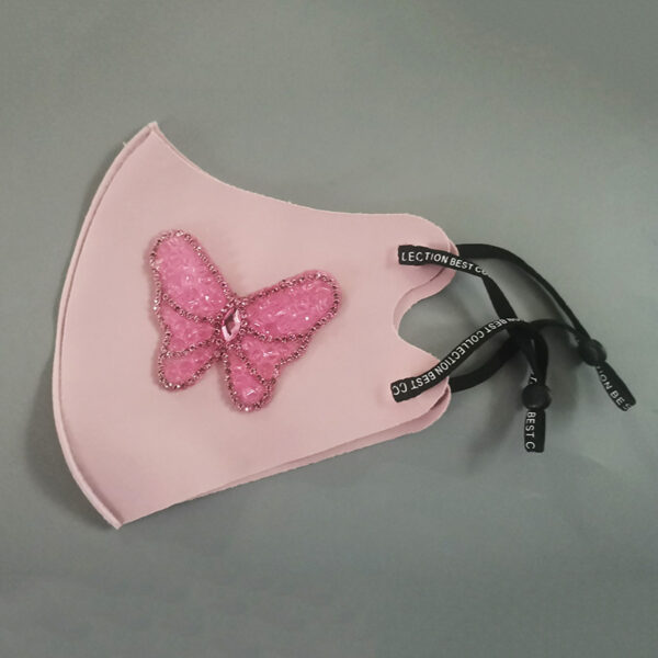 Rhinestone Smiley Butterfly Pattern Sun Block And Dustproof Mask - Image 4