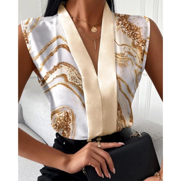 Printed Sleeveless Shirt Top For Women - Image 4