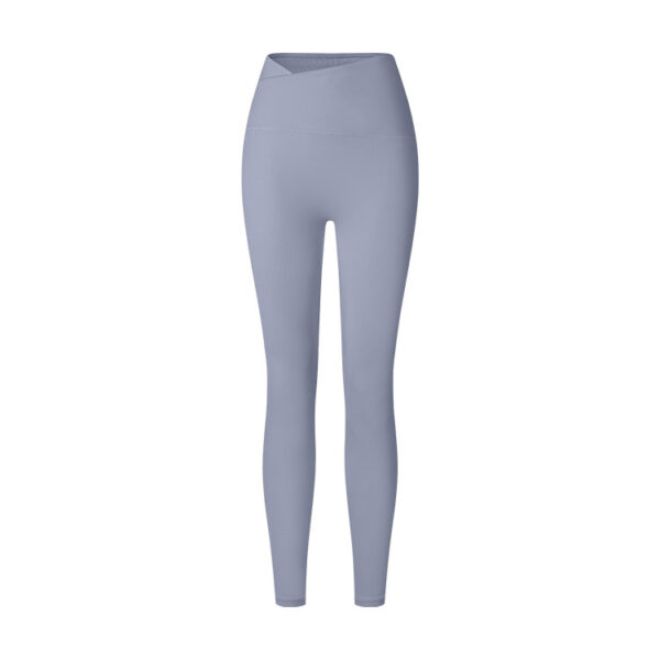 Autumn And Winter Cross Waist Nude Feel Sports Trousers - Image 4