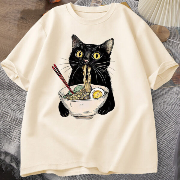 Noodle Ramen Cat T-Shirt Foodie Lover T Shirts - Image 2