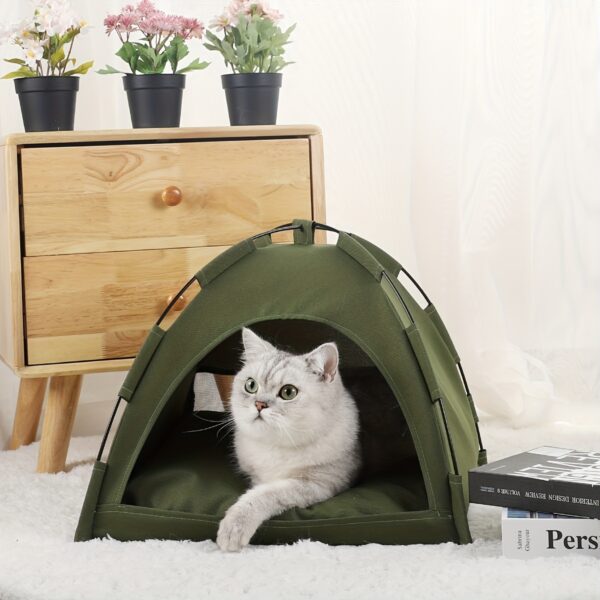 Cat Tent Bed With Removable Non-Slip Soft Pad, Portable Pet Tent Cave For Cats And Small Dogs Kitten Breathable Self-Cooling Pet Mat For Dogs And Cats - Image 8