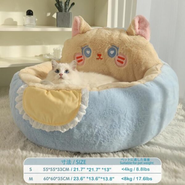 Cute Cat Bed For Indoor Cute Cat Dog Bed Tent With Removable Washable Cushioned Cat Cave Dog Bed Calming Fluffy Plush Dog Bed Puppy Bed Hug Sleep Cuddle Pet Bed - Image 4