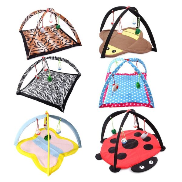 Cartoon Cat Play Tent Multifunctional Cat Hammocks Kitten Sleep Bed Foldable Cat Mat with Balls Cat Play House Toy - Image 8