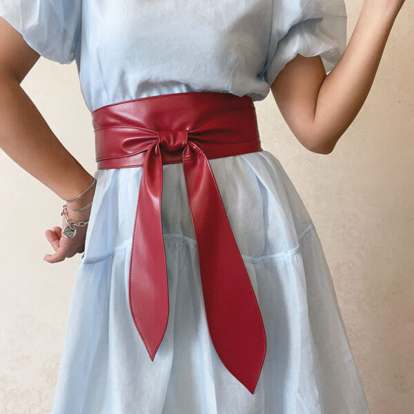 PU Wide Belt Coat Decoration Bandage Waist Seal With Dress - Image 4