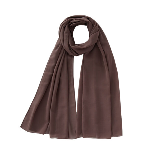 Women's Pure Color Pearl Chiffon Bubble Scarf Gauze Scarf - Image 4