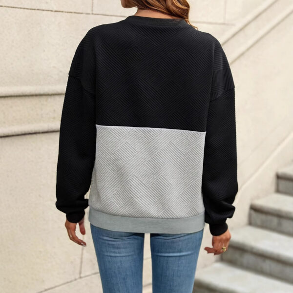 Women's Color Cross V-neck Women's Loose Casual Pullover Top - Image 4